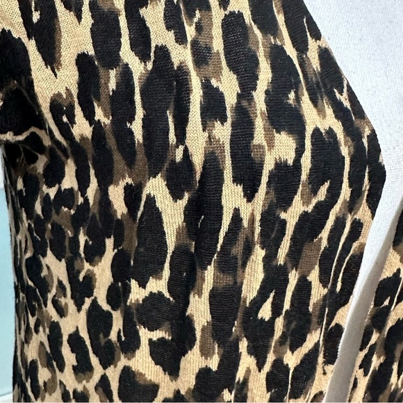 HALOGEN Leopard Print Linen Blend Long Line Cardigan SZ XS Long Sleeve NWT $69 - Picture 4 of 10